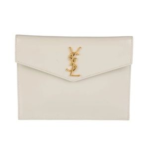 YSL Monogram Uptown Pouch in White/Off-white